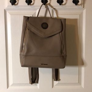 Tan Backpack with zippered inside compartment